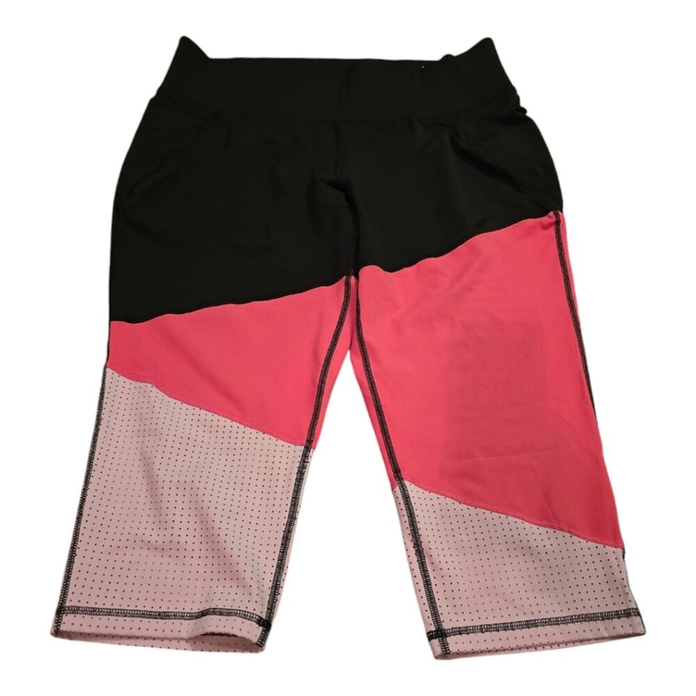 Livi Lane Bryant Pink and‎ Black Mesh Cropped Pocket Leggings Plus Size 3X 22 24